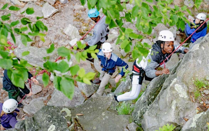 rock climbing teens outward bound